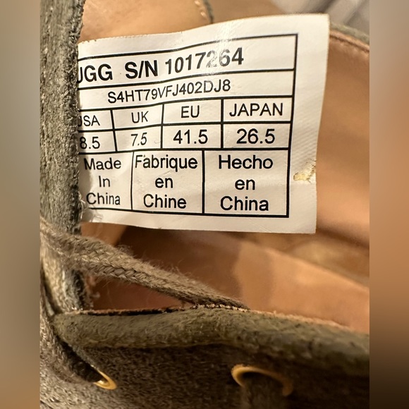 UGG Men Leighton Leather Suede Fur Green Shoes Boots Size 8.5  b2 - Picture 4 of 10